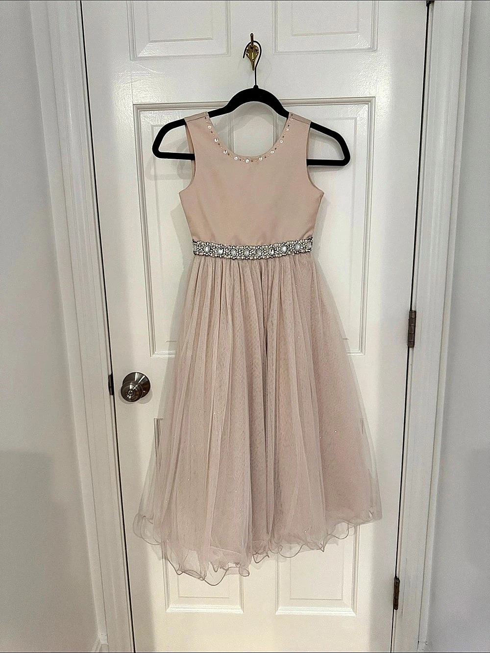 Chantilly Place Big Girls Beaded-Waist Wire-Hem Long Dress Pink Size 7